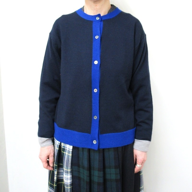 Vent d'oest  カラーコンビネーションWOOL100%カーディガン /NV29